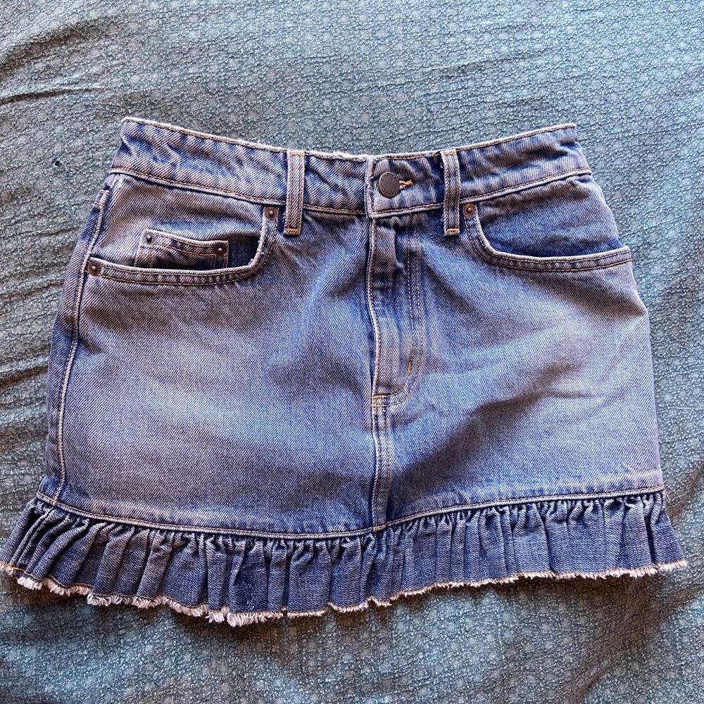 Carmar Denim Mini Skirt with ruffle trim
